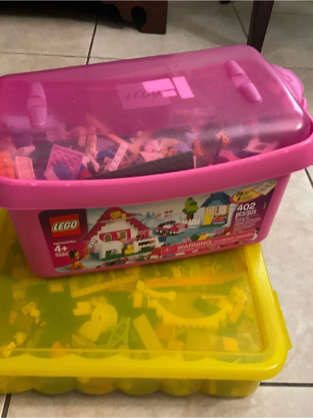 Lego Pink Storage Tub with Multi-Color Bricks